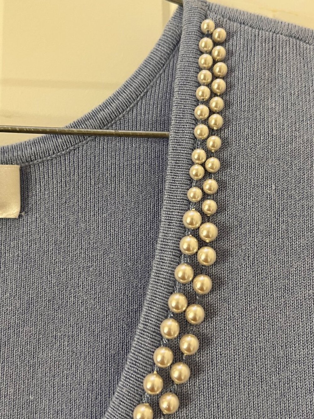 RAFAEL‎ Lavender Faux Pearl Neck Knit Tank Top Quiet Luxury Size M - Picture 5 of 12